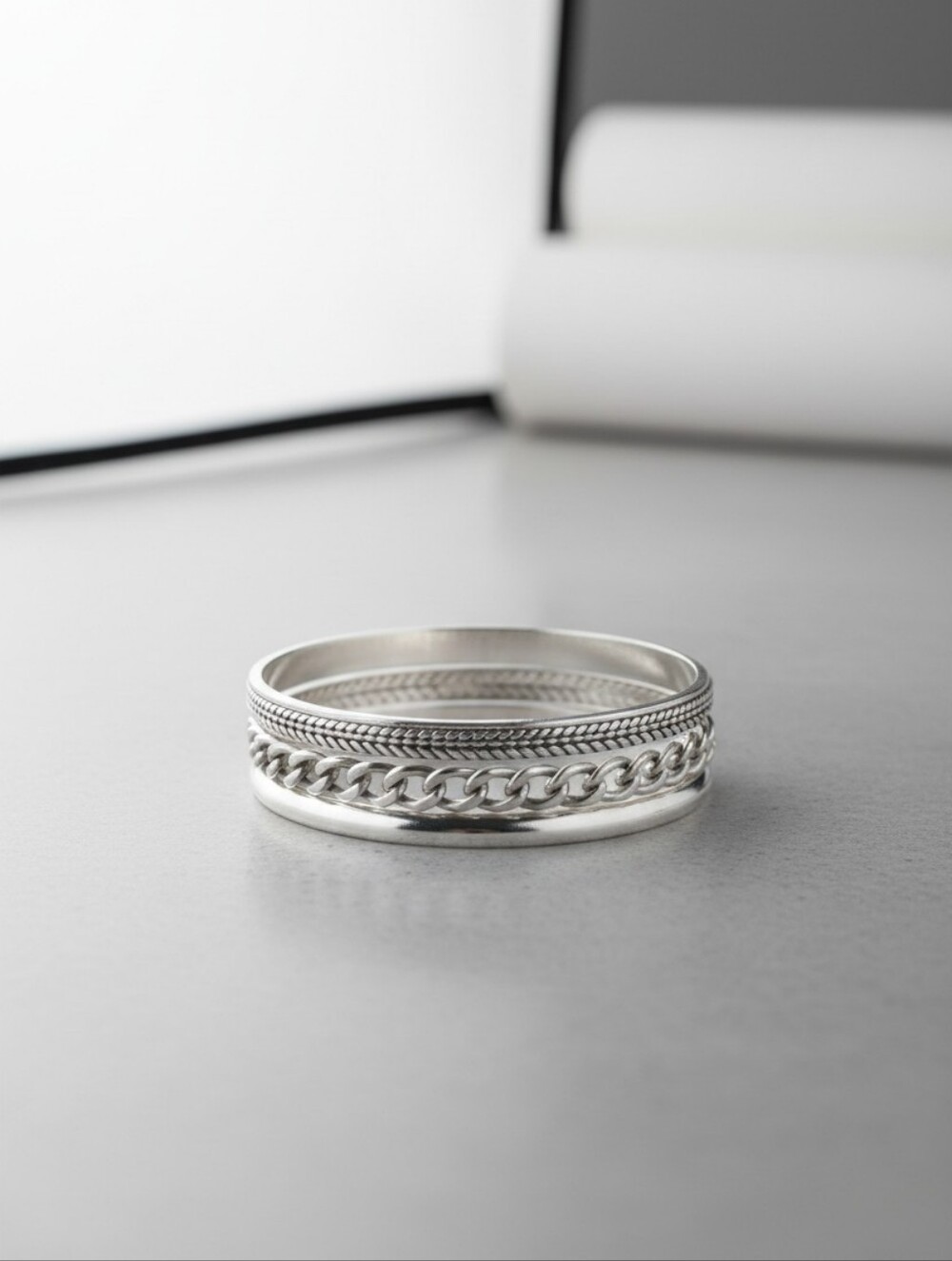 Bangle Silver Bracelet Trio - Picture 1 of 4